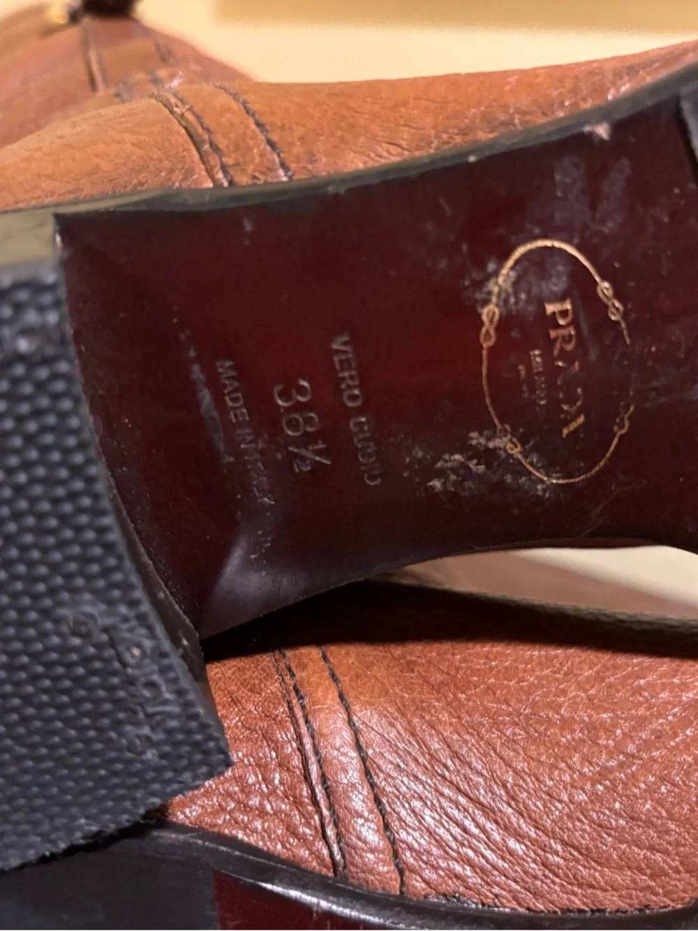 Prada Tall Leather Boots Size 38.5 - Picture 10 of 10